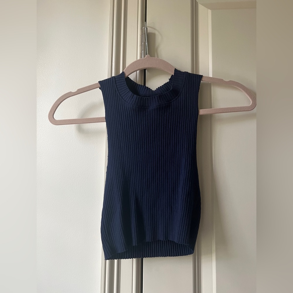 Aerie High Neck Navy Top